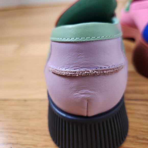 Charlotte Stone Adam Mismatch Rainbow Chunky Loafers Size 10 Womens Leather - Picture 9 of 14